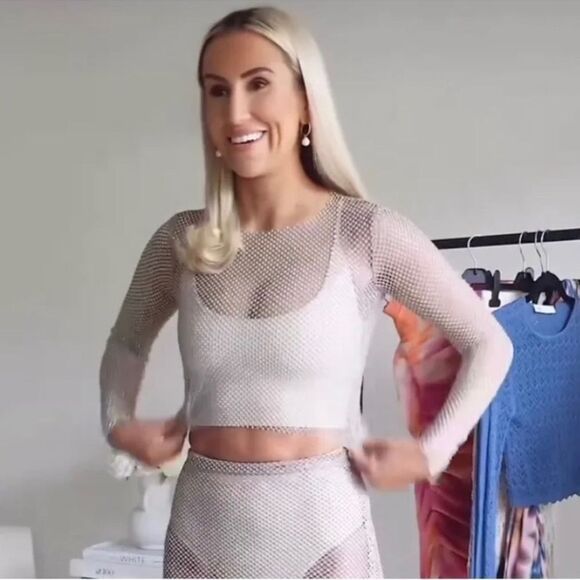 ZARA RHINESTONE MESH CROP TOP - Picture 5 of 11